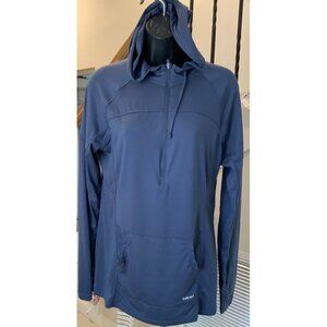 Hind hooded top sporty  large  40 chest  28 long dark blue 1/4 zip